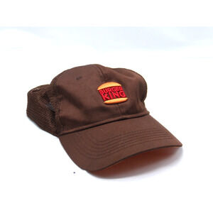 Burger King Snapback Trucker Hat Brown One Size Mesh Back Employee Crew Cap